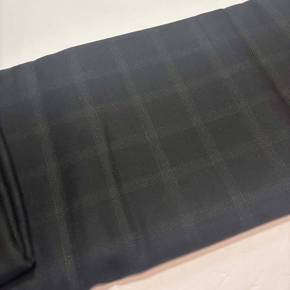 Black Blue Tan Windowpane Wool Suiting Fabric 60" Wide 3.75 Yards